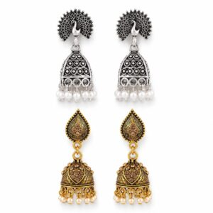 Two-pair combo set of Jhumka earrings