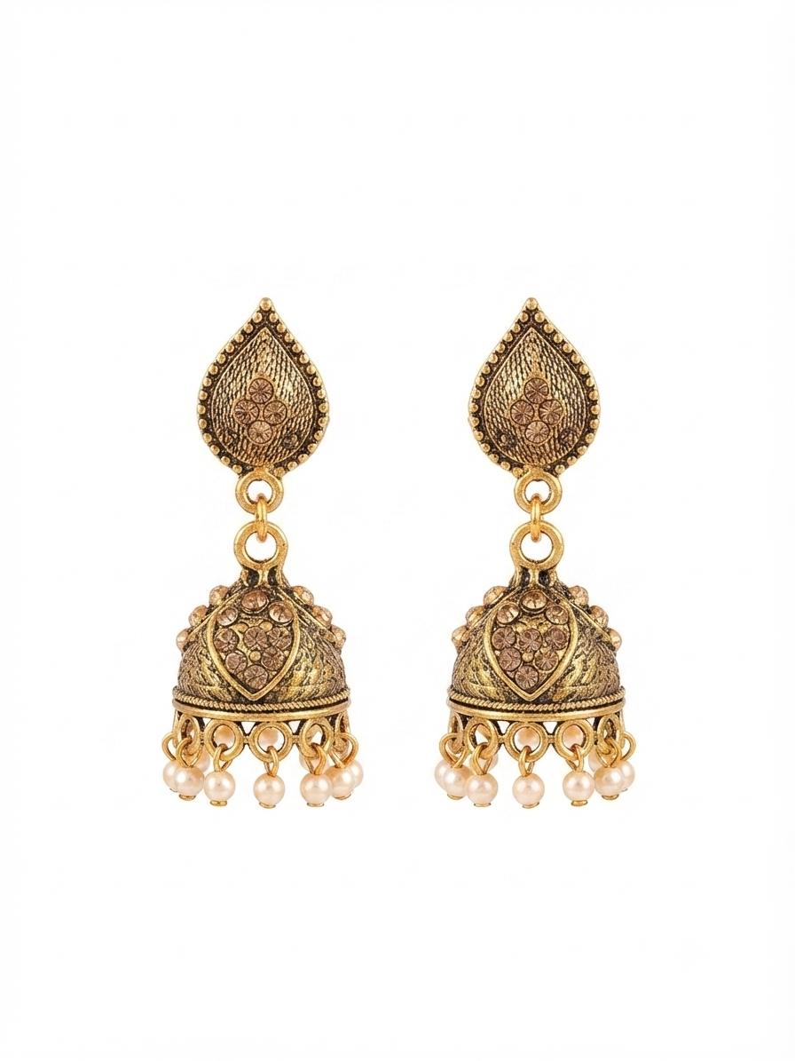 Two-pair combo set of Jhumka earrings - Image 2