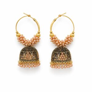 Stylebykrisha Oxidised Golden Hoop Jhumka Earrings for Women Alloy Hoop Earring, Jhumki Earring, Drops & Danglers