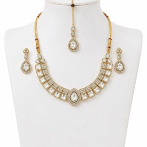 Traditional Golden Color Crystal Necklace Set