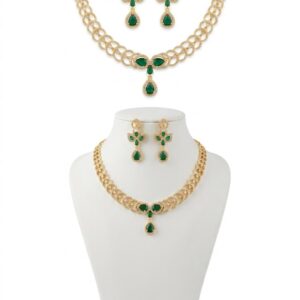 Golden color emerald green jewelry set