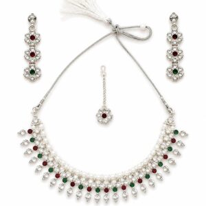 Silver-Plated traditional Indian jewelery set