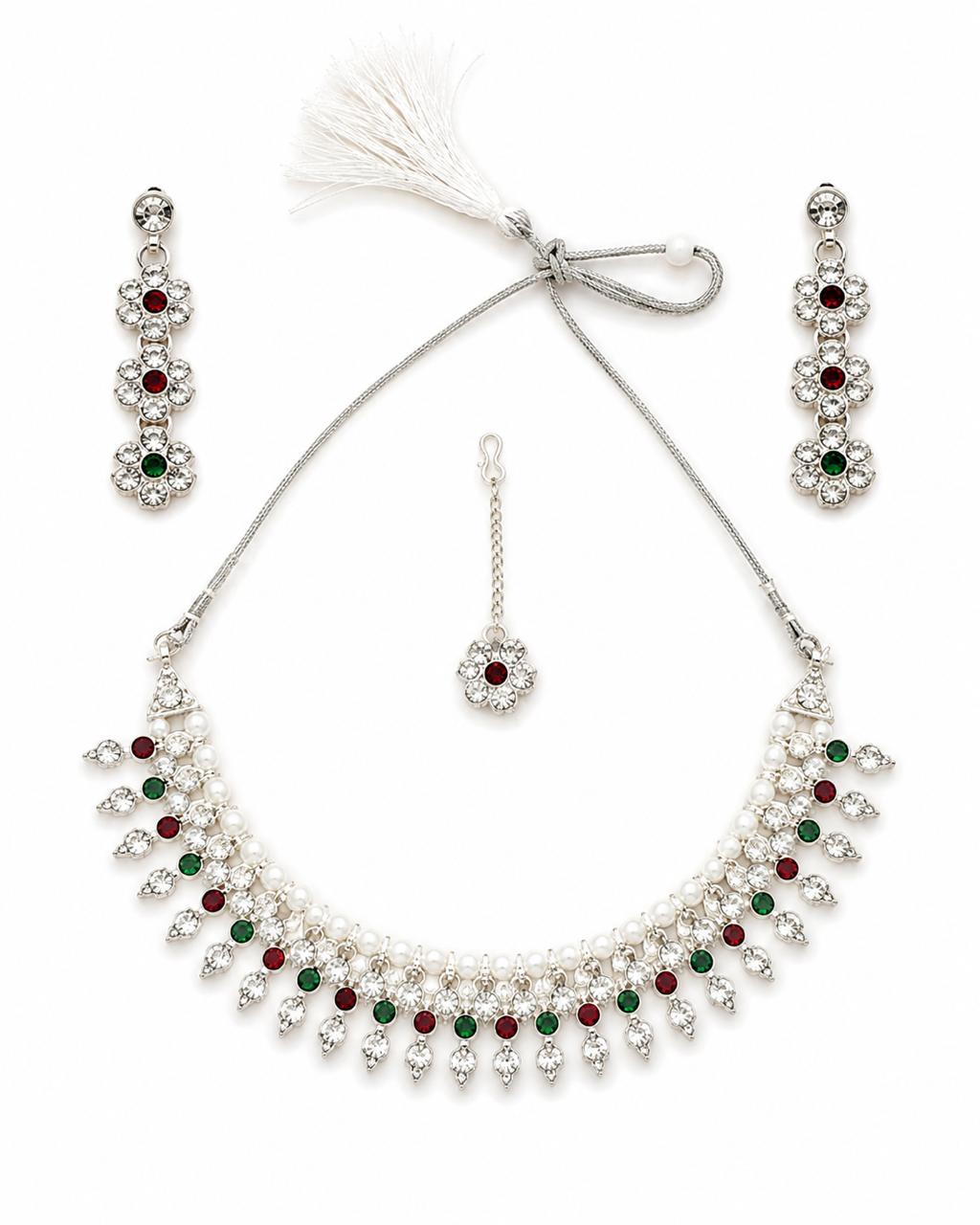Silver-Plated traditional Indian jewelery set