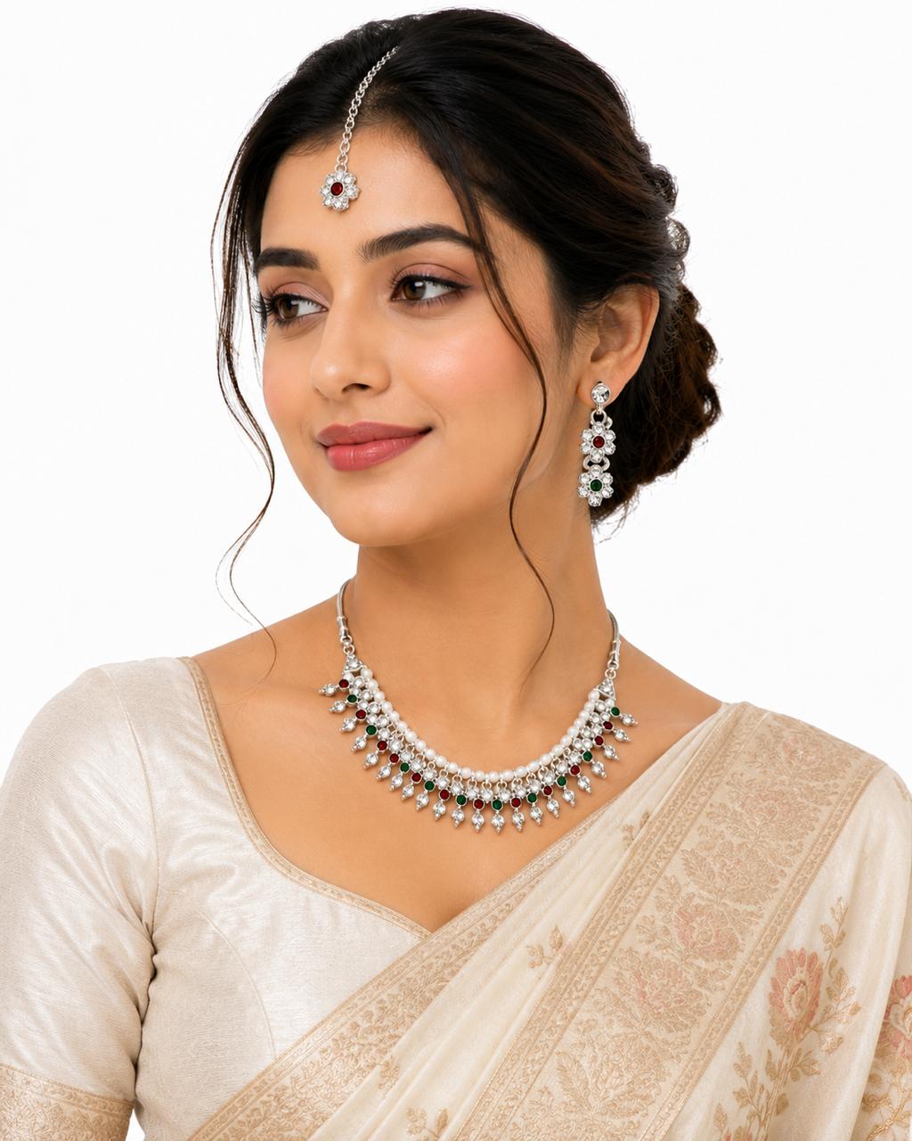 Silver-Plated traditional Indian jewelery set - Image 3