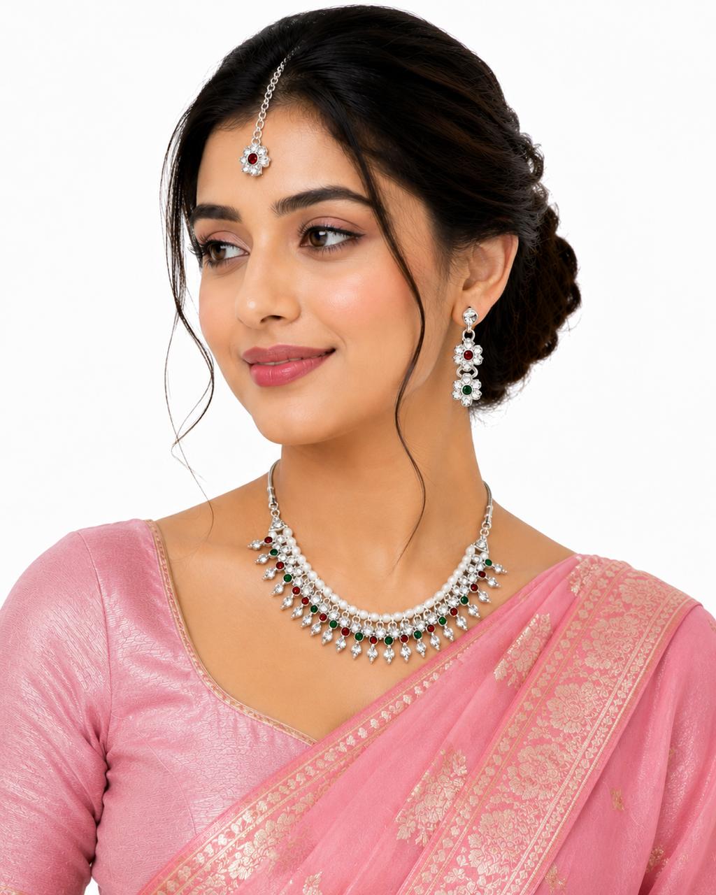 Silver-Plated traditional Indian jewelery set - Image 2