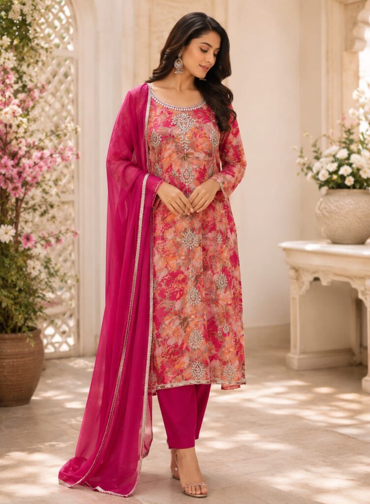 Chiffon Unstiched Suit