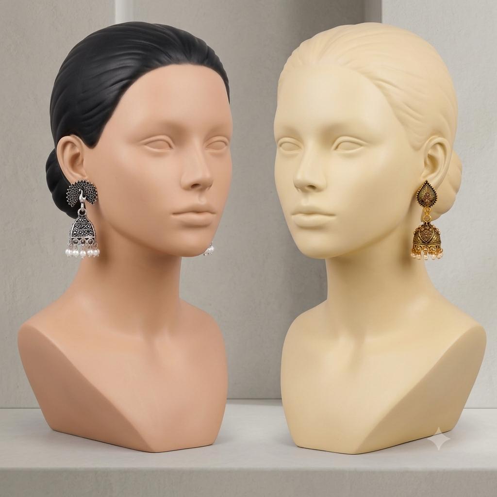 Two-pair combo set of Jhumka earrings - Image 3