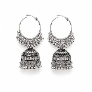 Stylebykrisha Oxidised Silver Hoop Jhumka Earrings for Women Alloy Hoop Earring, Jhumki Earring, Drops & Danglers